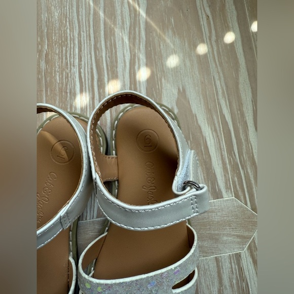 Cat & Jack|Baby girl toddler white sandals,textured Glitter Sandals•••Size 6 - Picture 5 of 7